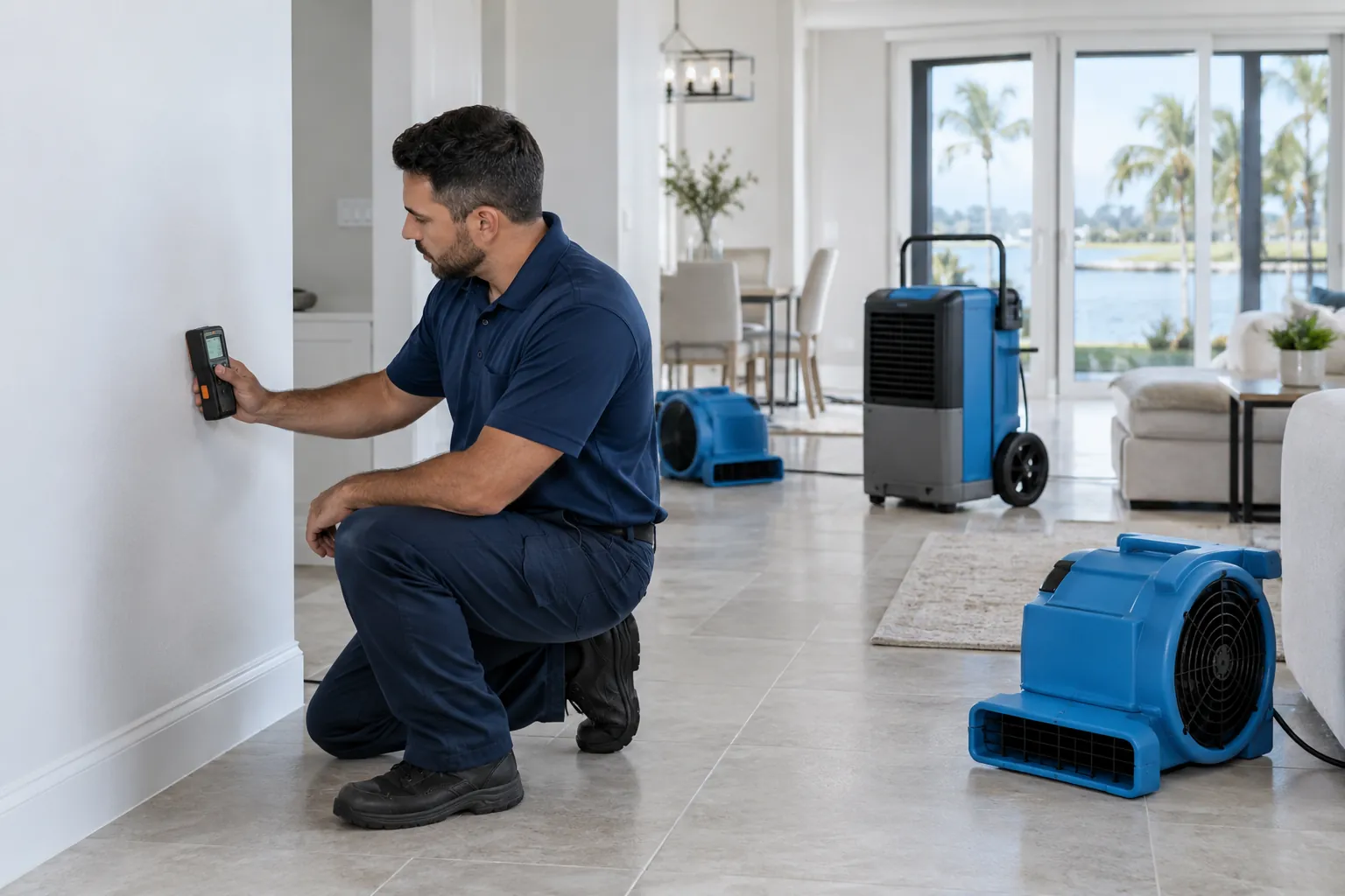 Moisture monitoring and drying equipment during water damage restoration in Vero Beach